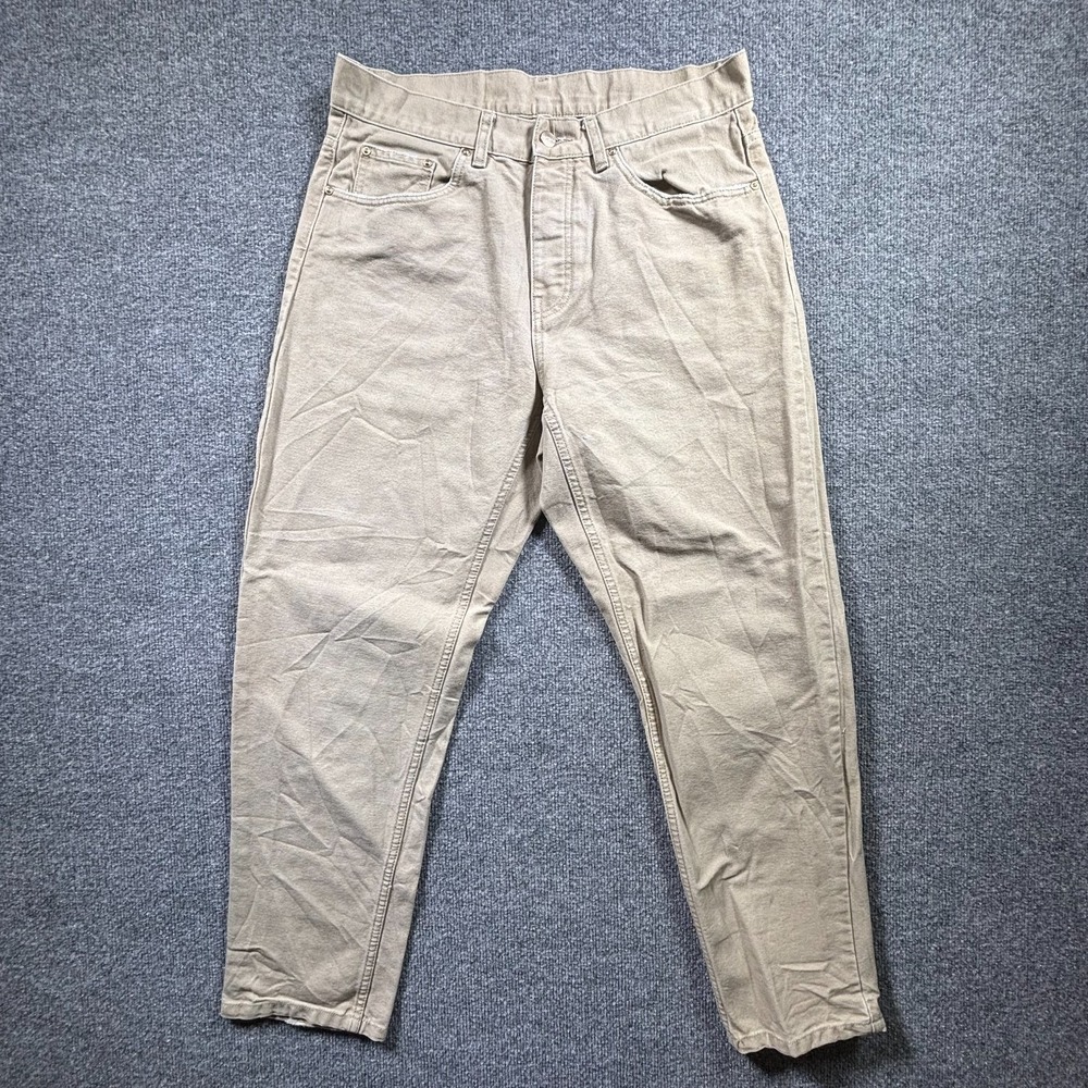 Carhartt WIP Newel Pant Men's 32 Beige Denim Tapered Leg Button Fly Utility